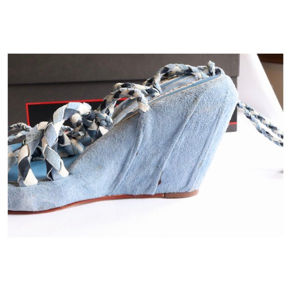 Jan Jansen Blue Lace Up Wedge Heels NWOT - Picture 3 of 5